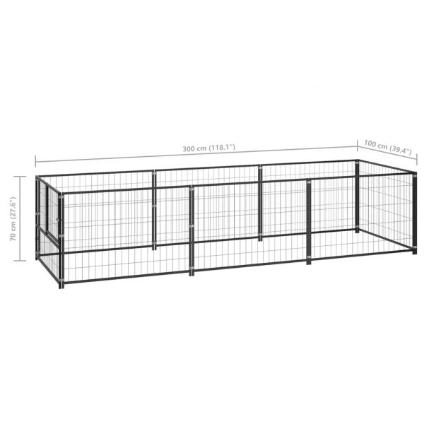 Hundezwinger Schwarz 3 m² Stahl