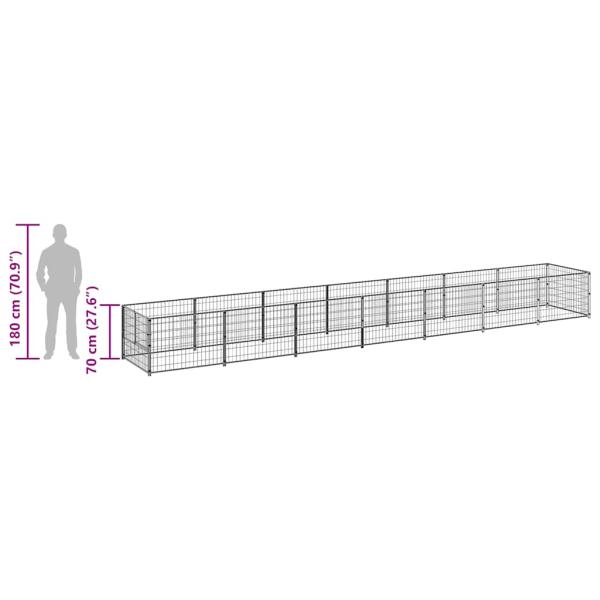 Hundezwinger Schwarz 7 m² Stahl