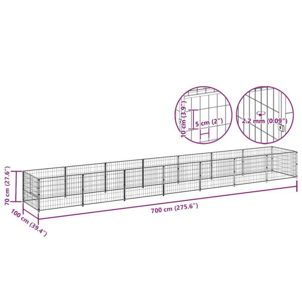 Hundezwinger Schwarz 7 m² Stahl