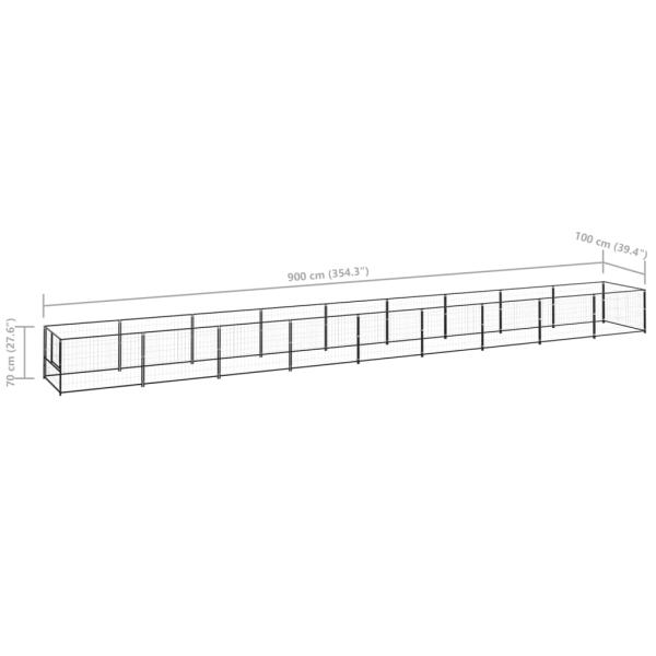 Hundezwinger Schwarz 9 m² Stahl