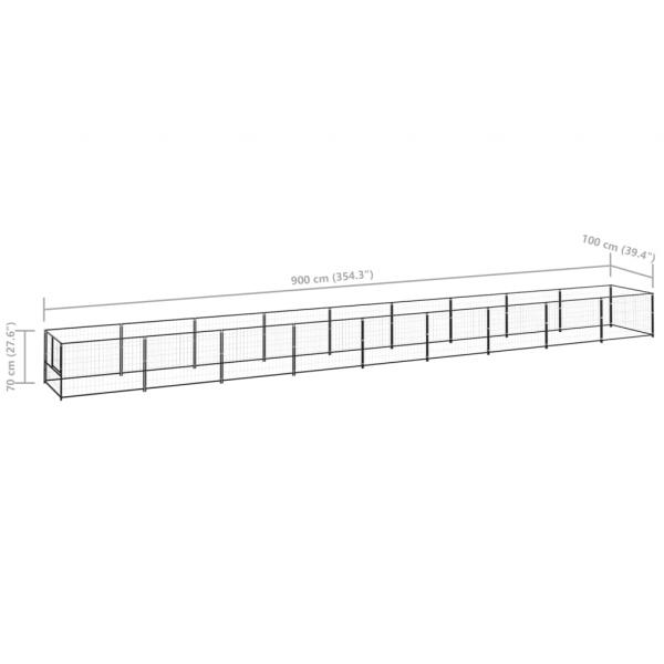 Hundezwinger Schwarz 9 m² Stahl