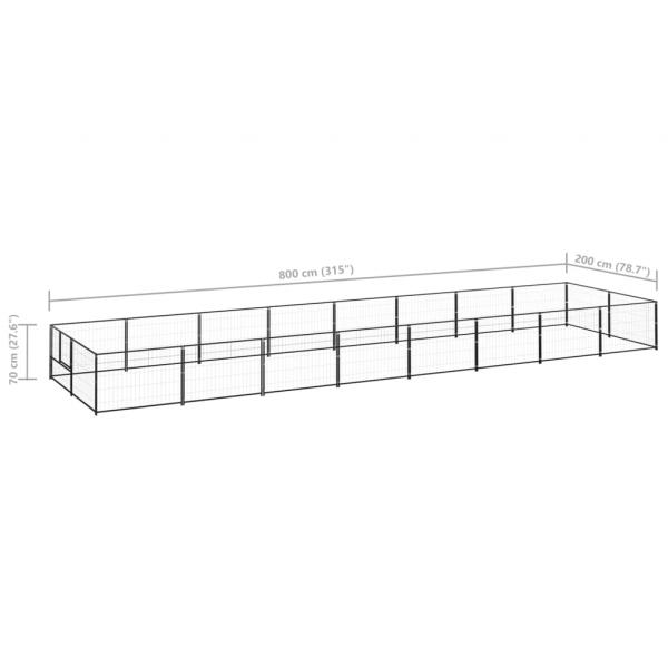 Hundezwinger Schwarz 16 m² Stahl