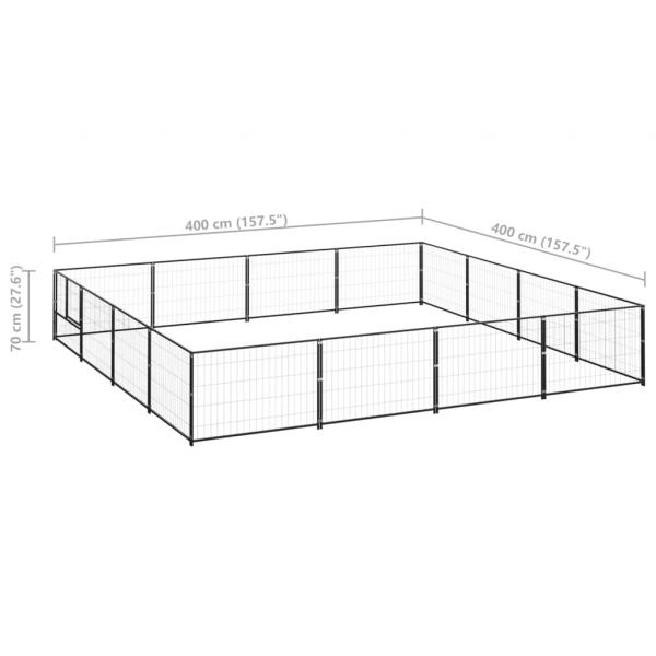 Hundezwinger Schwarz 16 m² Stahl