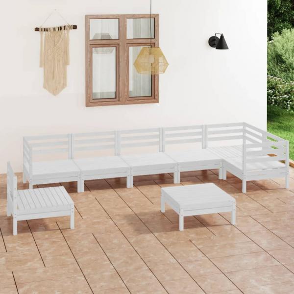 ARDEBO.de - 8-tlg. Garten-Lounge-Set Massivholz Kiefer Weiß
