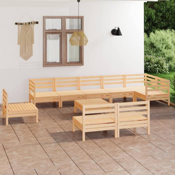 ARDEBO.de - 10-tlg. Garten-Lounge-Set Massivholz Kiefer