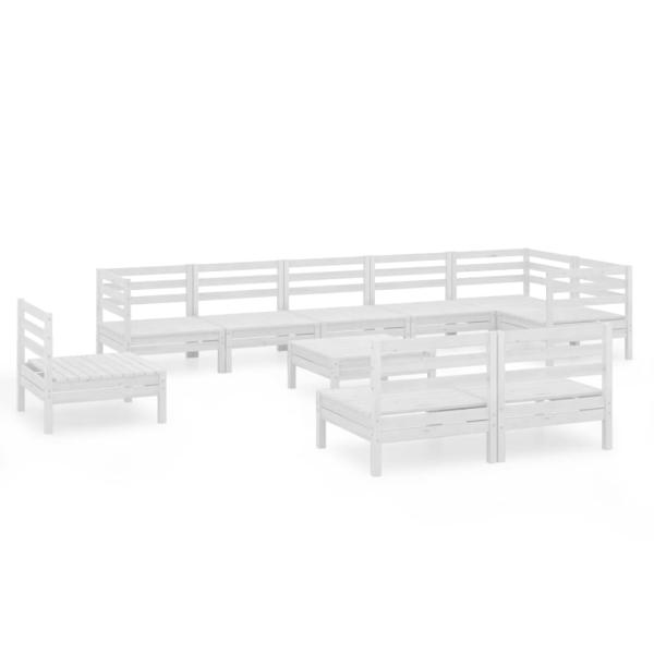 10-tlg. Garten-Lounge-Set Massivholz Kiefer Weiß