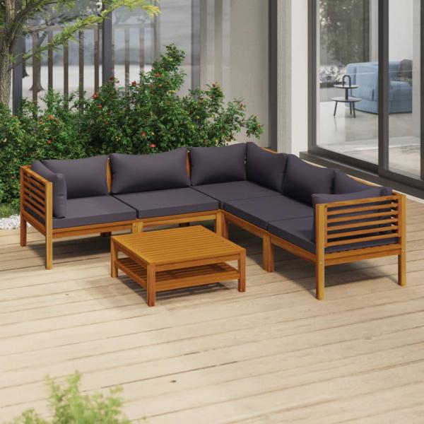 ARDEBO.de - 6-tlg. Garten-Lounge-Set mit Auflage Massivholz Akazie