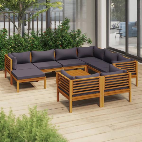 ARDEBO.de - 10-tlg. Garten-Lounge-Set mit Auflage Massivholz Akazie