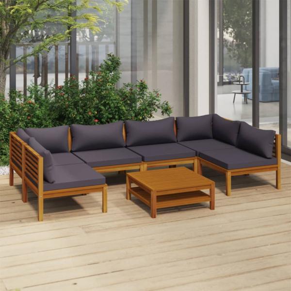 ARDEBO.de - 7-tlg. Garten-Lounge-Set mit Auflage Massivholz Akazie