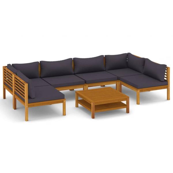 7-tlg. Garten-Lounge-Set mit Auflage Massivholz Akazie