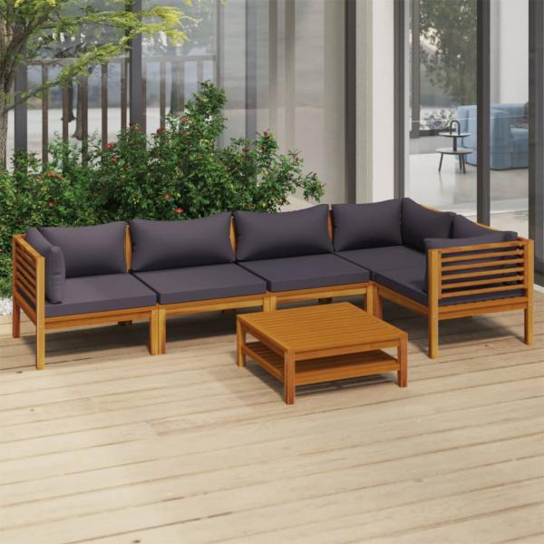 ARDEBO.de - 6-tlg. Garten-Lounge-Set mit Auflage Massivholz Akazie