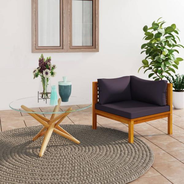 ARDEBO.de - Modulares Ecksofa mit Dunkelgrauen Kissen Massivholz Akazie