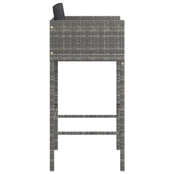 Barhocker 4 Stk. mit Kissen Grau Poly Rattan 