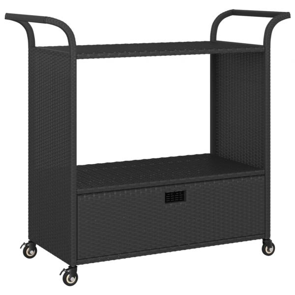 Barwagen mit Schublade Schwarz 100x45x97 cm Poly Rattan  