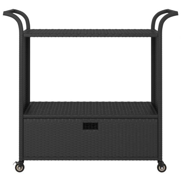 Barwagen mit Schublade Schwarz 100x45x97 cm Poly Rattan