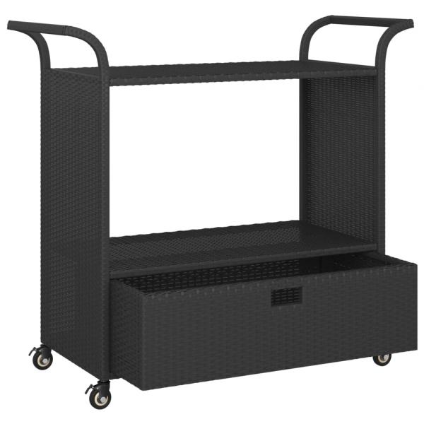 Barwagen mit Schublade Schwarz 100x45x97 cm Poly Rattan  