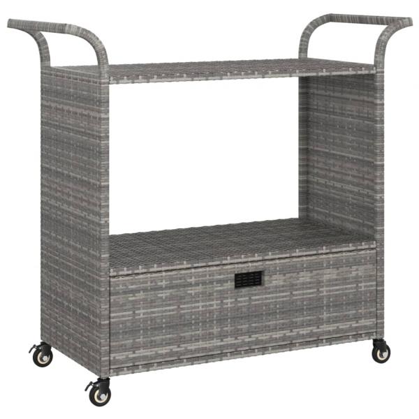 Barwagen mit Schublade Grau 100x45x97 cm Poly Rattan  