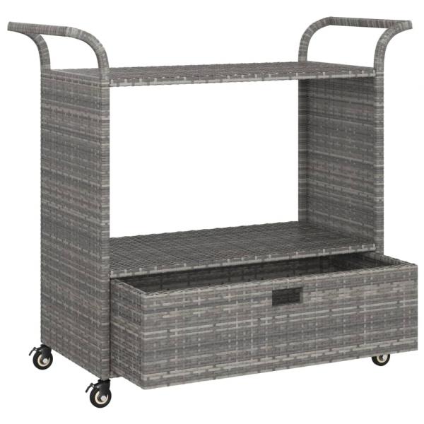Barwagen mit Schublade Grau 100x45x97 cm Poly Rattan  