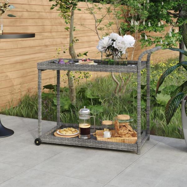 ARDEBO.de - Barwagen Grau 100x45x83 cm Poly Rattan