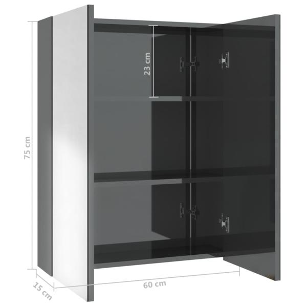 Bad-Spiegelschrank 60x15x75 cm MDF Glänzendes Grau
