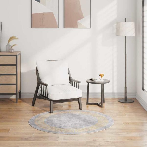 ARDEBO.de - Teppich Waschbar Grau ?120 cm Rutschfest