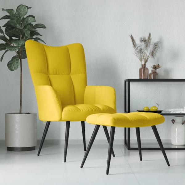 ARDEBO.de - Relaxsessel mit Hocker Senfgelb Samt