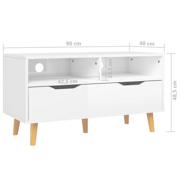 ARDEBO.de - TV-Schrank Hochglanz-Weiß 90x40x48,5 cm Holzwerkstoff