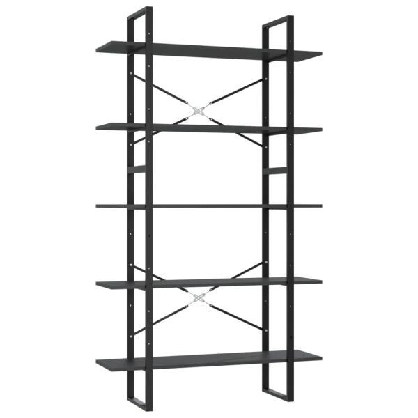 Bücherregal 5 Fächer Grau 100x30x175 cm Holzwerkstoff