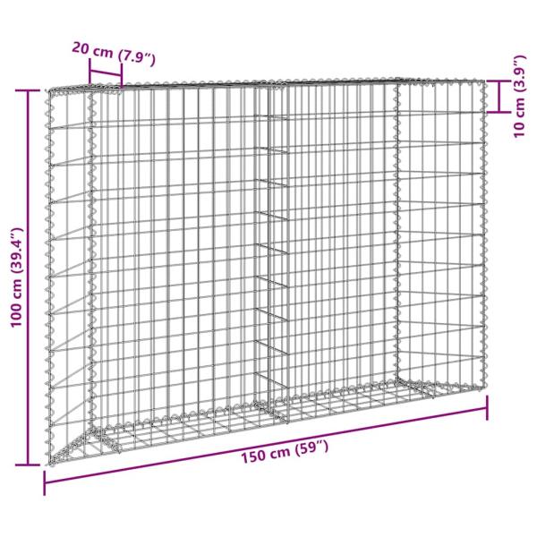 Gabionen-Hochbeet Trapezform Verzinkter Stahl 150x20x100 cm
