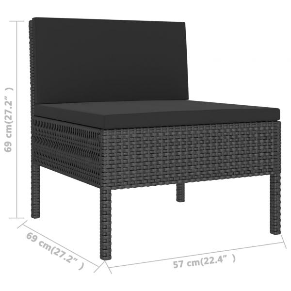 5-tlg. Garten-Lounge-Set mit Auflagen Poly Rattan Schwarz