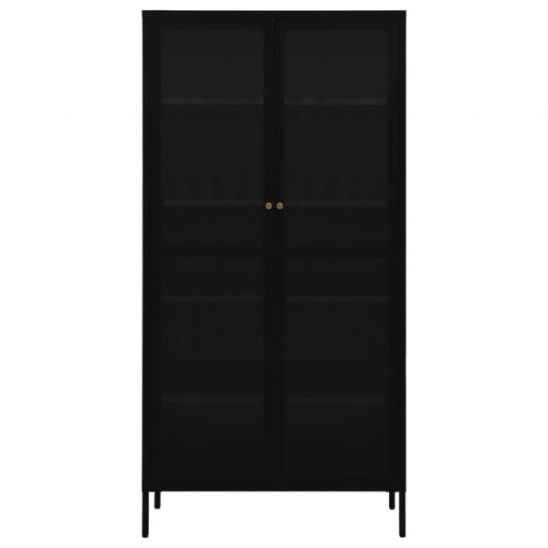 Vitrine Schwarz 90x40x180 cm Stahl und Gehärtetes Glas  
