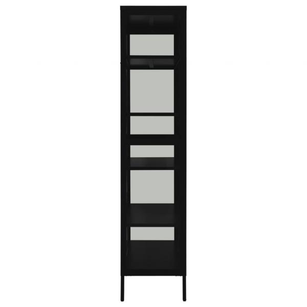 Vitrine Schwarz 90x40x180 cm Stahl und Gehärtetes Glas  