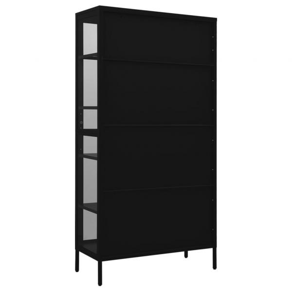 Vitrine Schwarz 90x40x180 cm Stahl und Gehärtetes Glas  