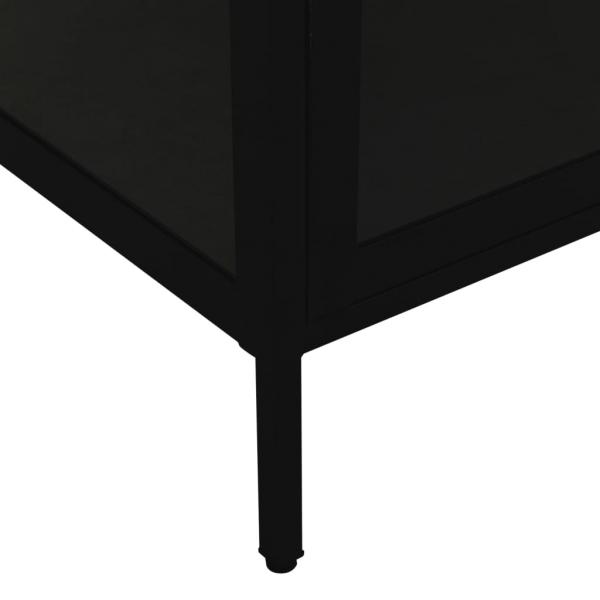 Vitrine Schwarz 90x40x180 cm Stahl und Gehärtetes Glas  