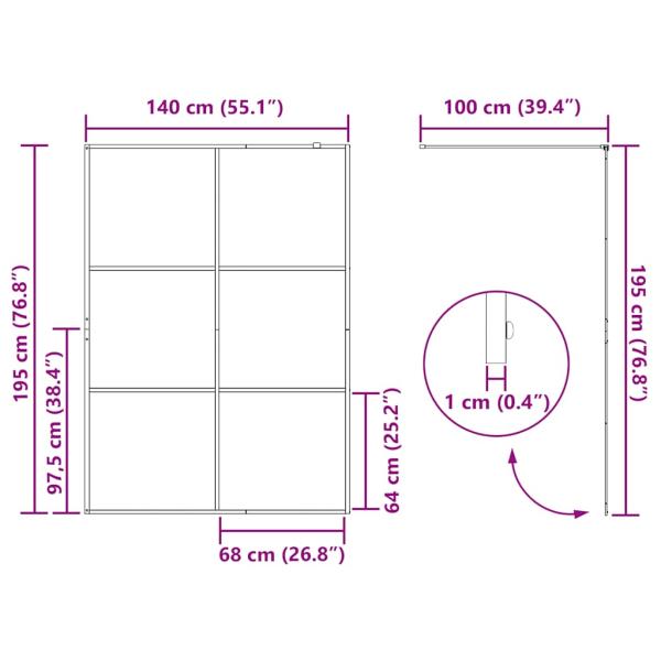 Duschwand für Begehbare Dusche mit Klarem ESG-Glas 140x195 cm
