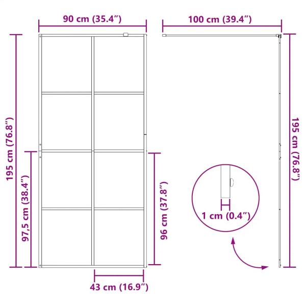 Duschwand für Begehbare Dusche mit Klarem ESG Glas 90x195 cm