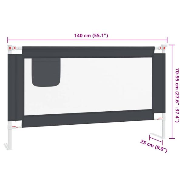 Kleinkind-Bettschutzgitter Dunkelgrau 140x25 cm Stoff