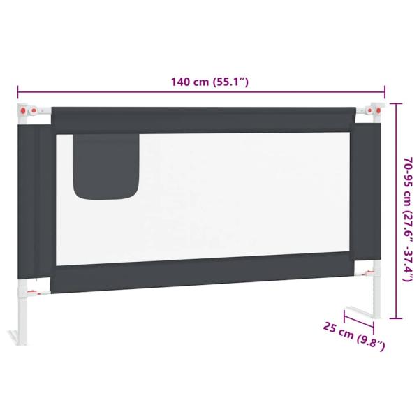 Kleinkind-Bettschutzgitter Dunkelgrau 140x25 cm Stoff