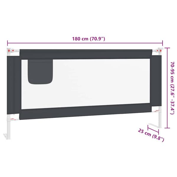 Kleinkind-Bettschutzgitter Dunkelgrau 180x25 cm Stoff