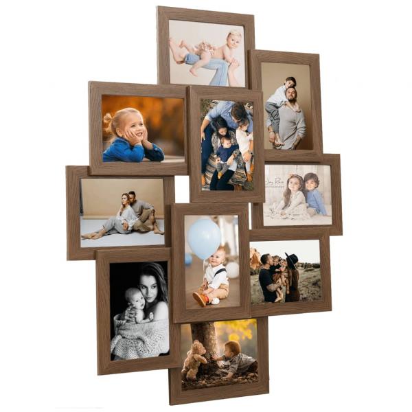ARDEBO.de - Collage Bilderrahmen für 10x(13x18 cm) Fotos Hellbraun MDF