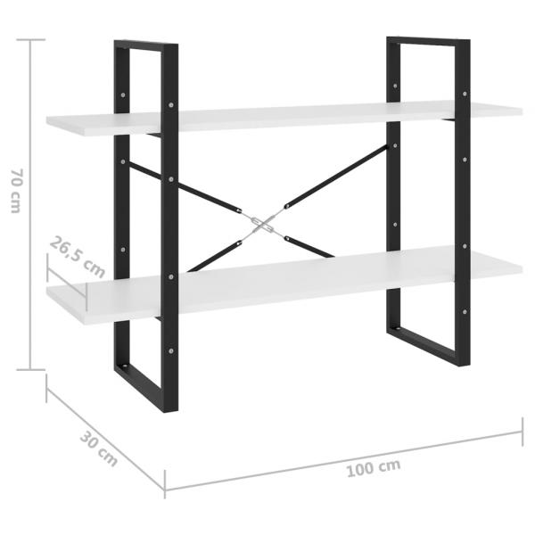 Bücherregal 2 Fächer Weiß 100x30x70 cm Holzwerkstoff