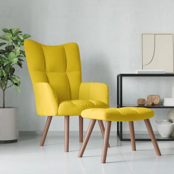 ARDEBO.de - Relaxsessel mit Hocker Senfgelb Samt