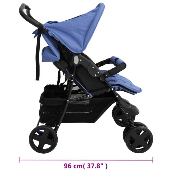 Zwillingskinderwagen Marineblau Stahl
