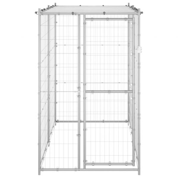 Outdoor-Hundezwinger mit Dach Verzinkter Stahl 110x220x180 cm