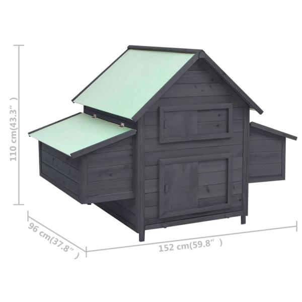 Hühnerstall Grau und Weiß 152x96x110 cm Massivholz Tanne