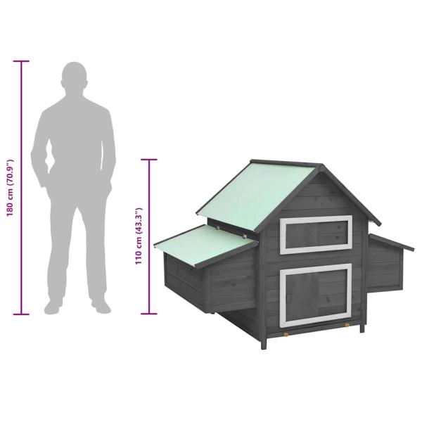 Hühnerstall Grau und Weiß 152x96x110 cm Massivholz Tanne