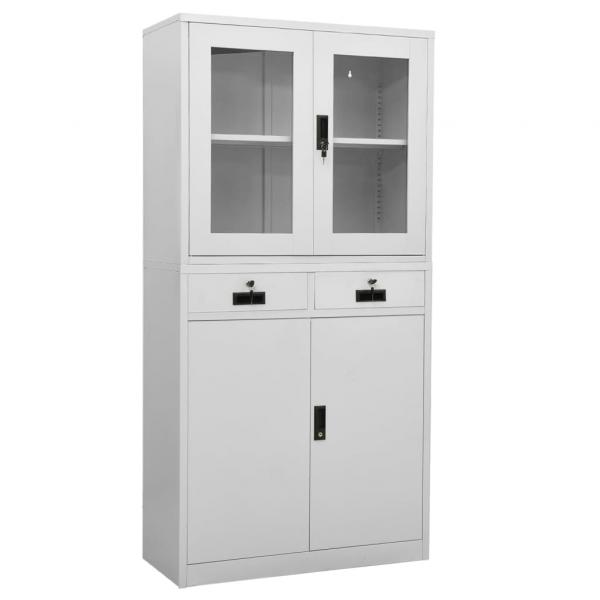 ARDEBO.de - Büroschrank Hellgrau 90x40x180 cm Stahl und Gehärtetes Glas