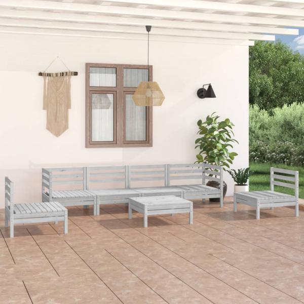 ARDEBO.de - 7-tlg. Garten-Lounge-Set Weiß Massivholz Kiefer