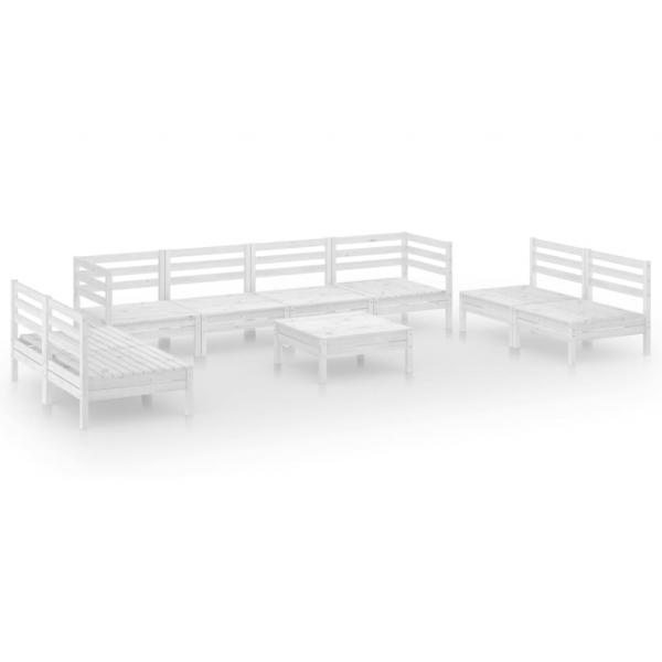 9-tlg. Garten-Lounge-Set Weiß Massivholz Kiefer