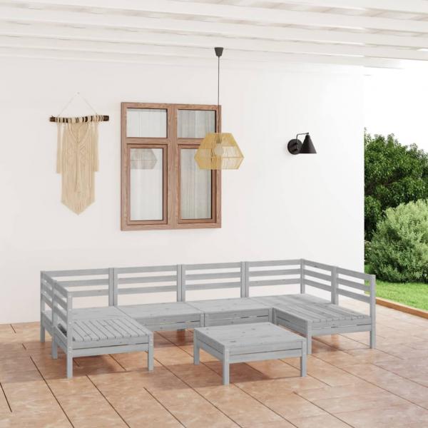 ARDEBO.de - 7-tlg. Garten-Lounge-Set Weiß Massivholz Kiefer